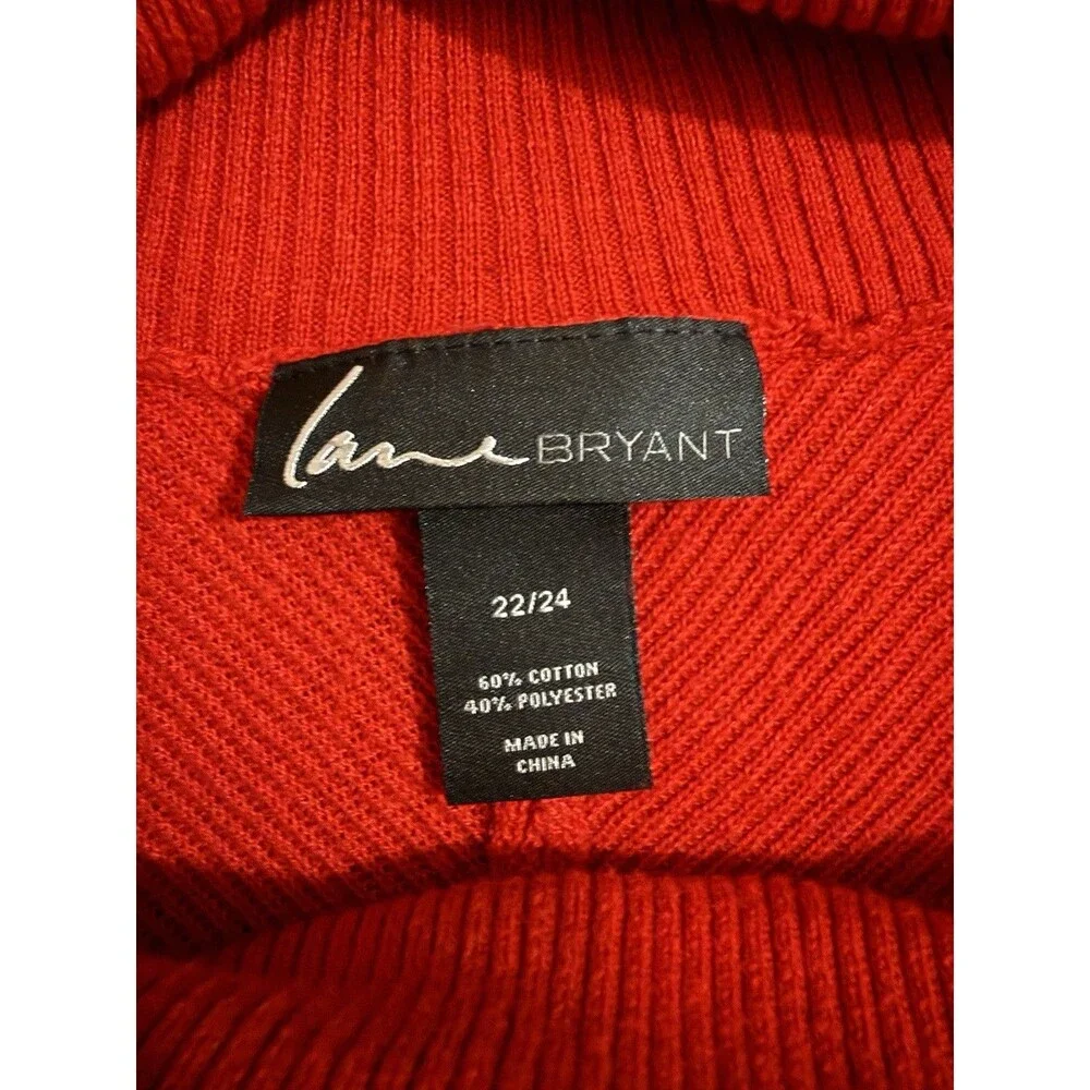 Lane Bryant Womens Size 22/24 Cowl Neck Sweater Red Dolman Sleeve Solid Tunic